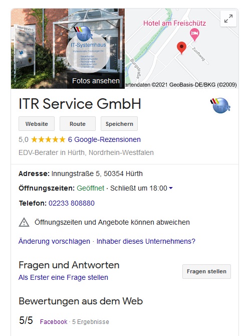 ITR Bewertung bei Google